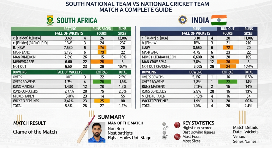 South Africa National Cricket Team vs India National Cricket Team Match Scorecard